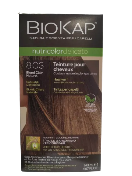Coloración Nutricolor Delicato 8.03-Rubio Claro Natural-140ml-Biokap