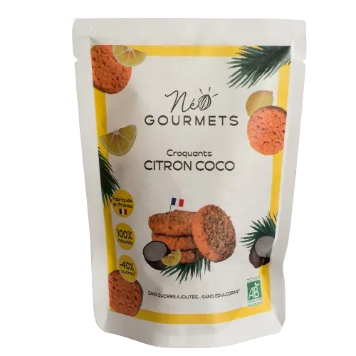 Galletas de mantequilla de coco y limón ecológicas-100g-Néo Gourmets
