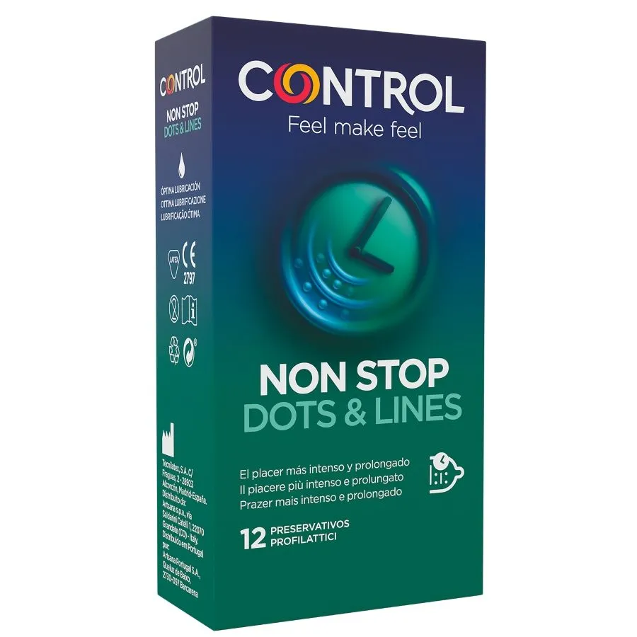 Condones Nonstop Puntos y Estrías - 12 Uds - Control
