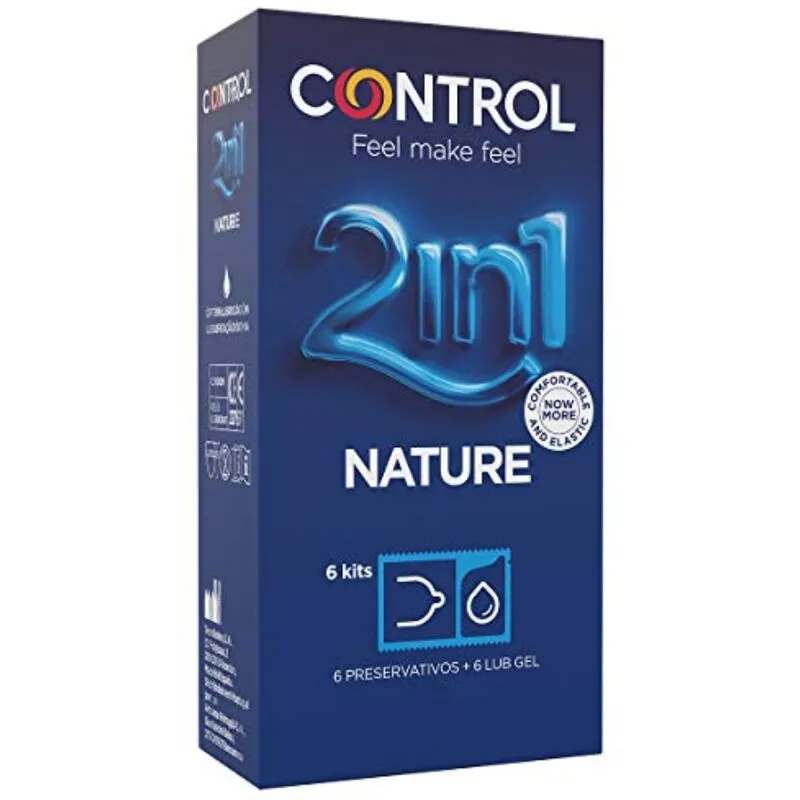 Condones Duo Natura 2-1 Preservativo + Gel 6 Uds - Control