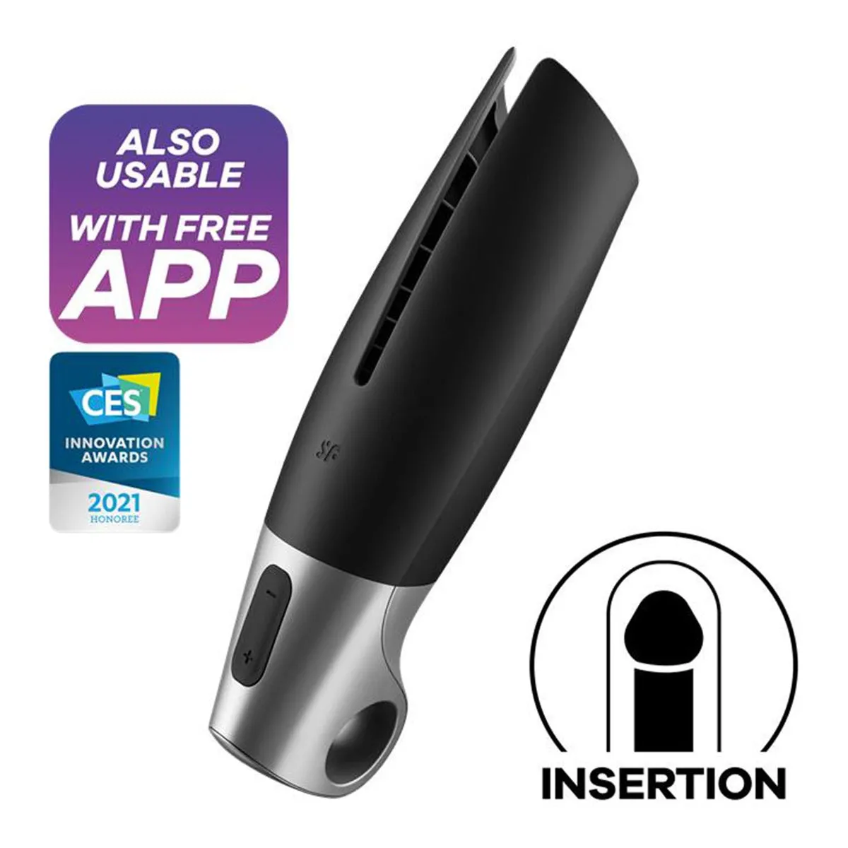 Power Masturbator - Negro y Plata - Satisfyer