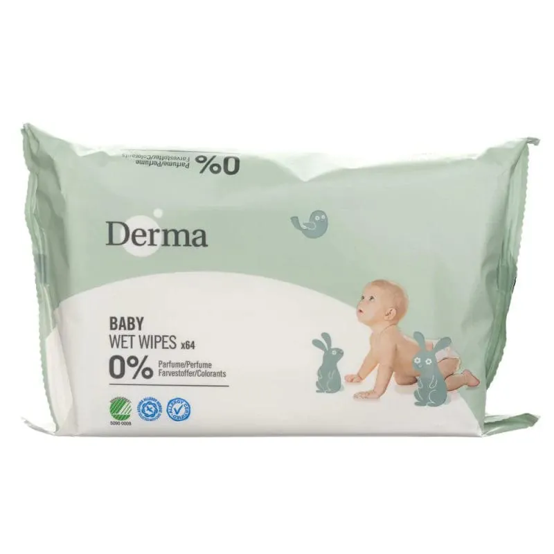 Derma Toallitas húmedas ecológicas para bebés - 64 unidades