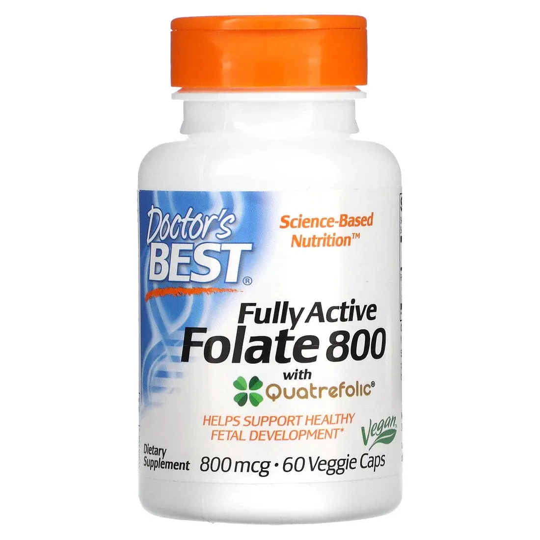 Doctor's Best Folato totalmente activo 800 mcg - 60 cápsulas vegetales