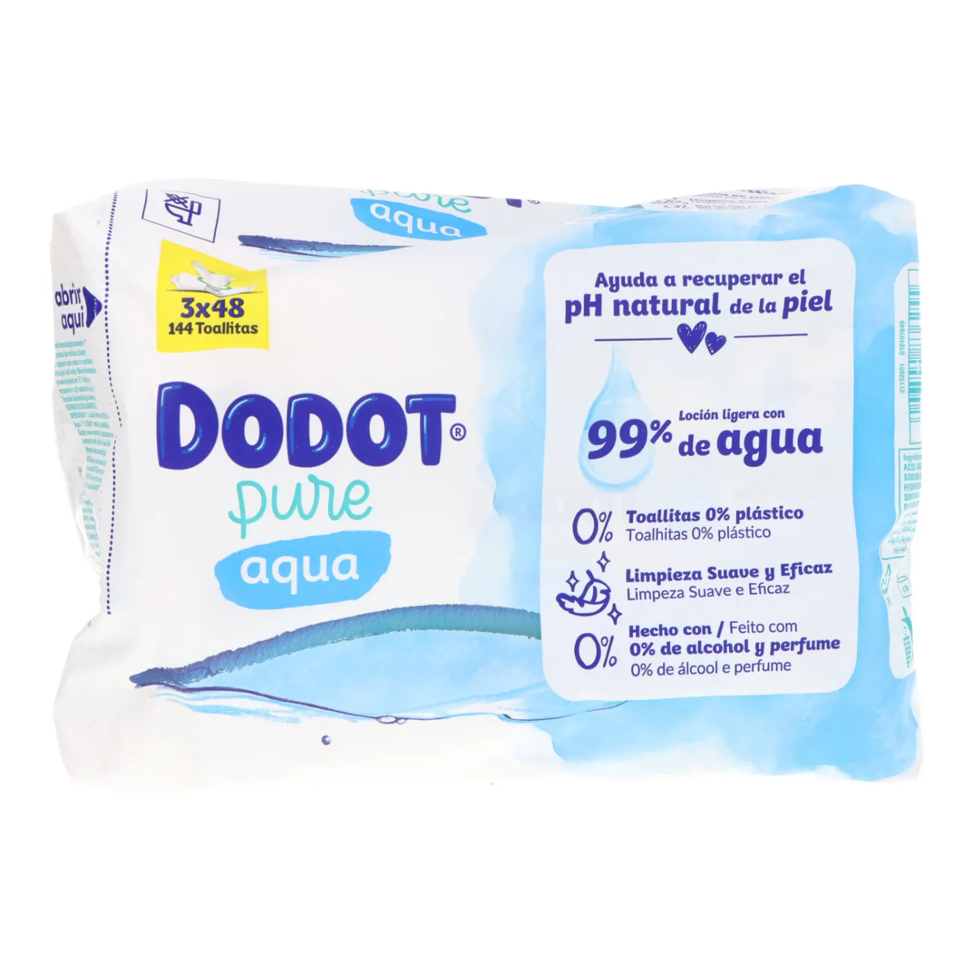 Dodot Aqua Pure Toallitas Humedas Para Bebes 3 X 48 Unidades