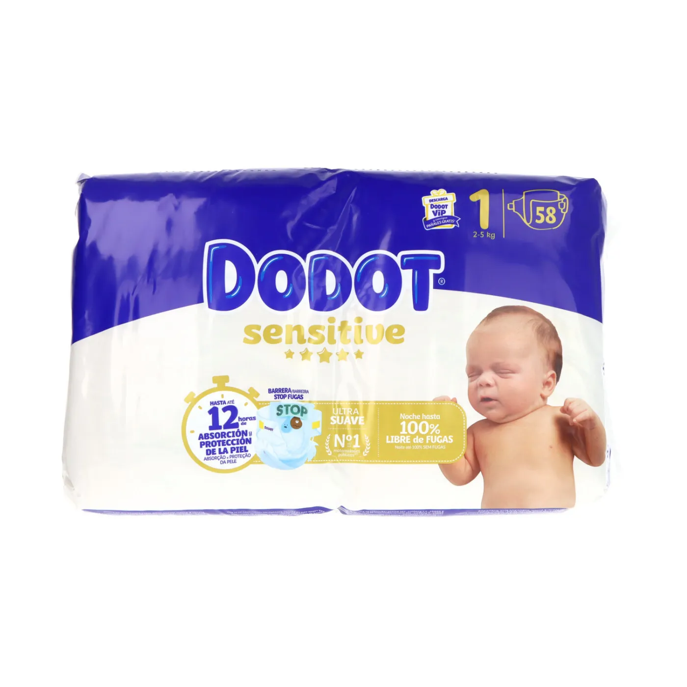 Dodot Protection Plus Sensitive Talla 1 2-5kg 58 Unidades