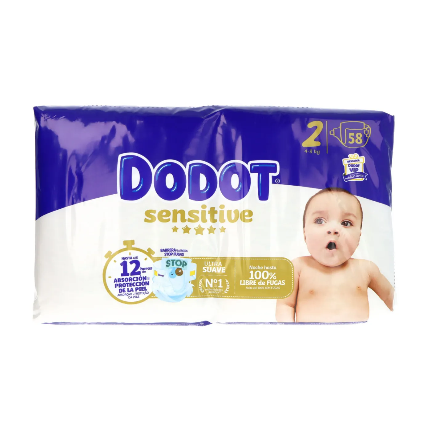 Dodot Sensitive Talla 2 4-8 Kg 58 Unidades