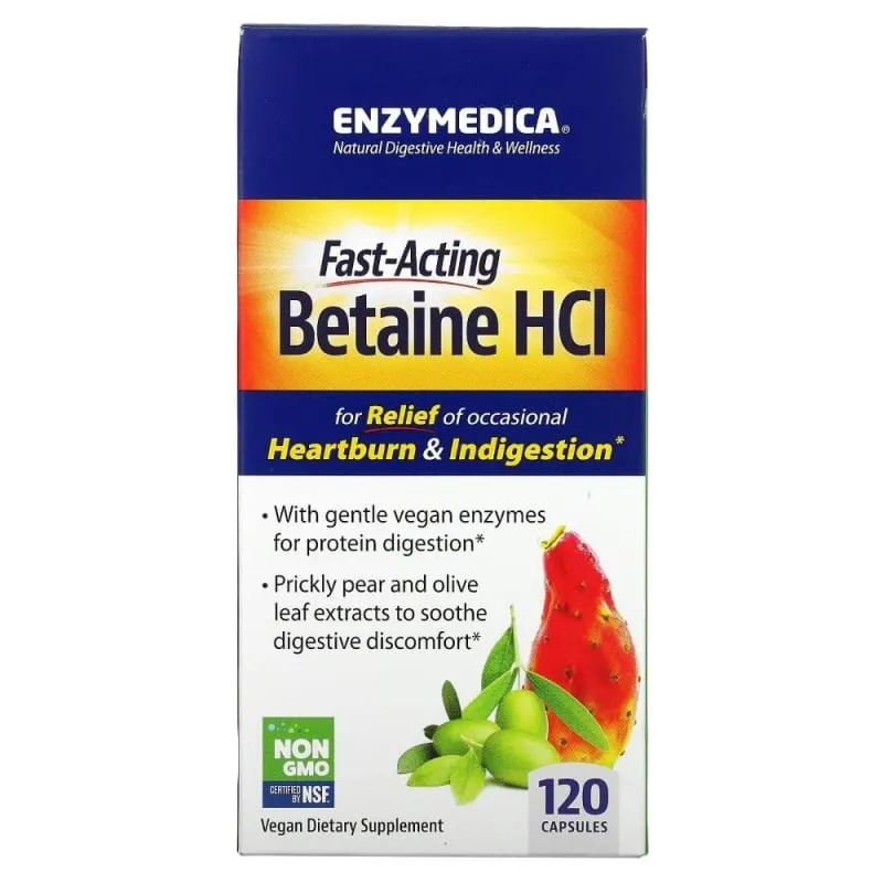 Enzymedica Betaína HCl - 120 Cápsulas