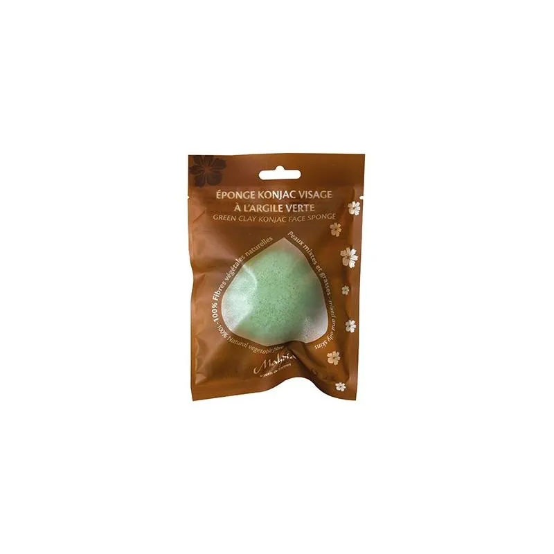 Esponja facial natural Konjac con arcilla verde para pieles mixtas y grasas-Beliflor