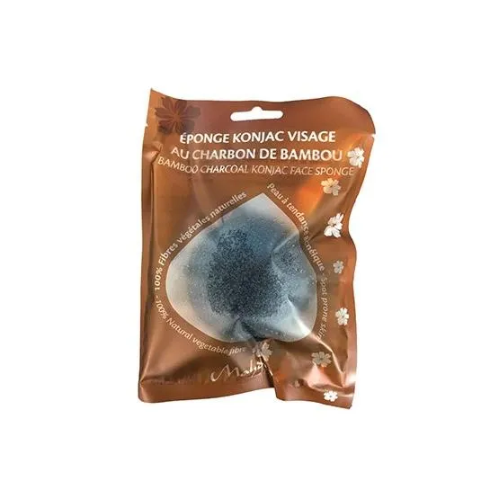 Esponja facial natural Konjac con carbón de bambú para pieles propensas al acné-Beliflor