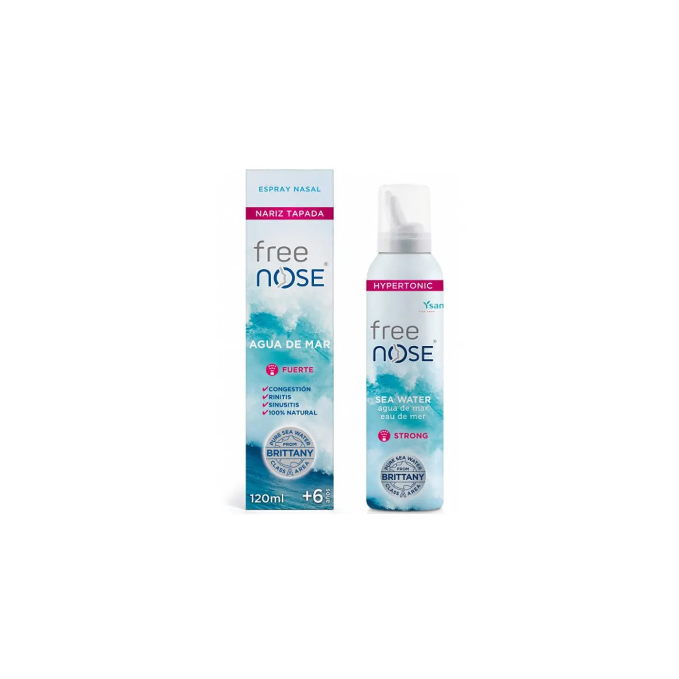 Free Nose Agua De Mar Fuerte Spray 120 ml