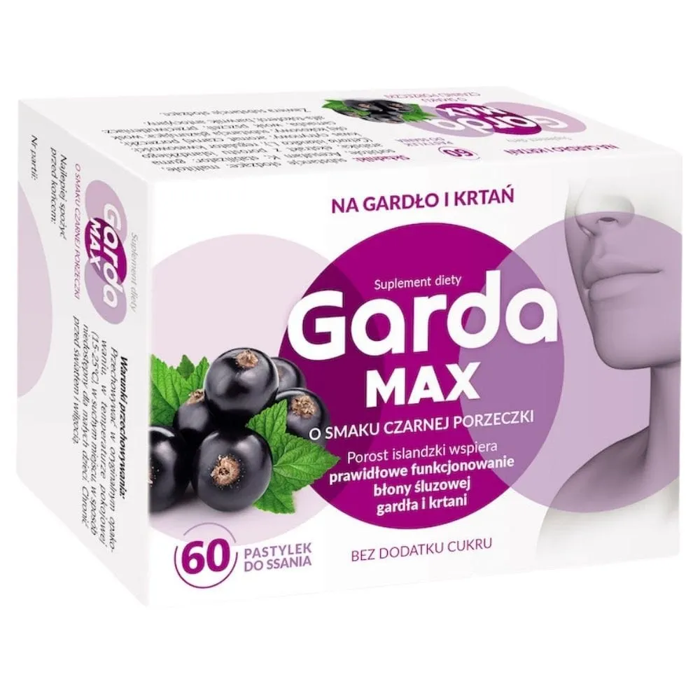 Garda MAX Pastillas con musgo islandés, Grosella negra - 60 pastillas