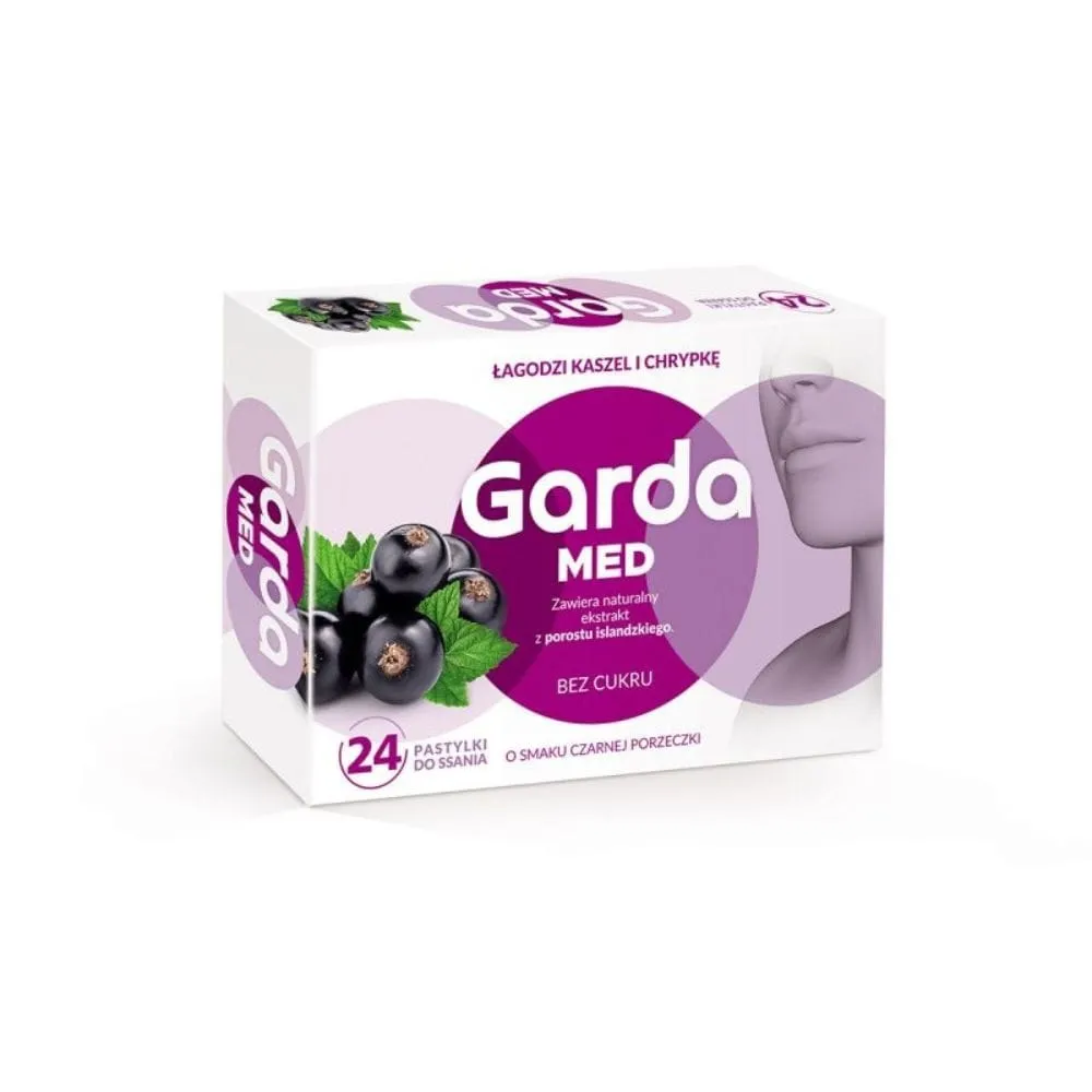 Garda Med, Pastillas para la garganta sabor grosella negra - 24 Pastillas