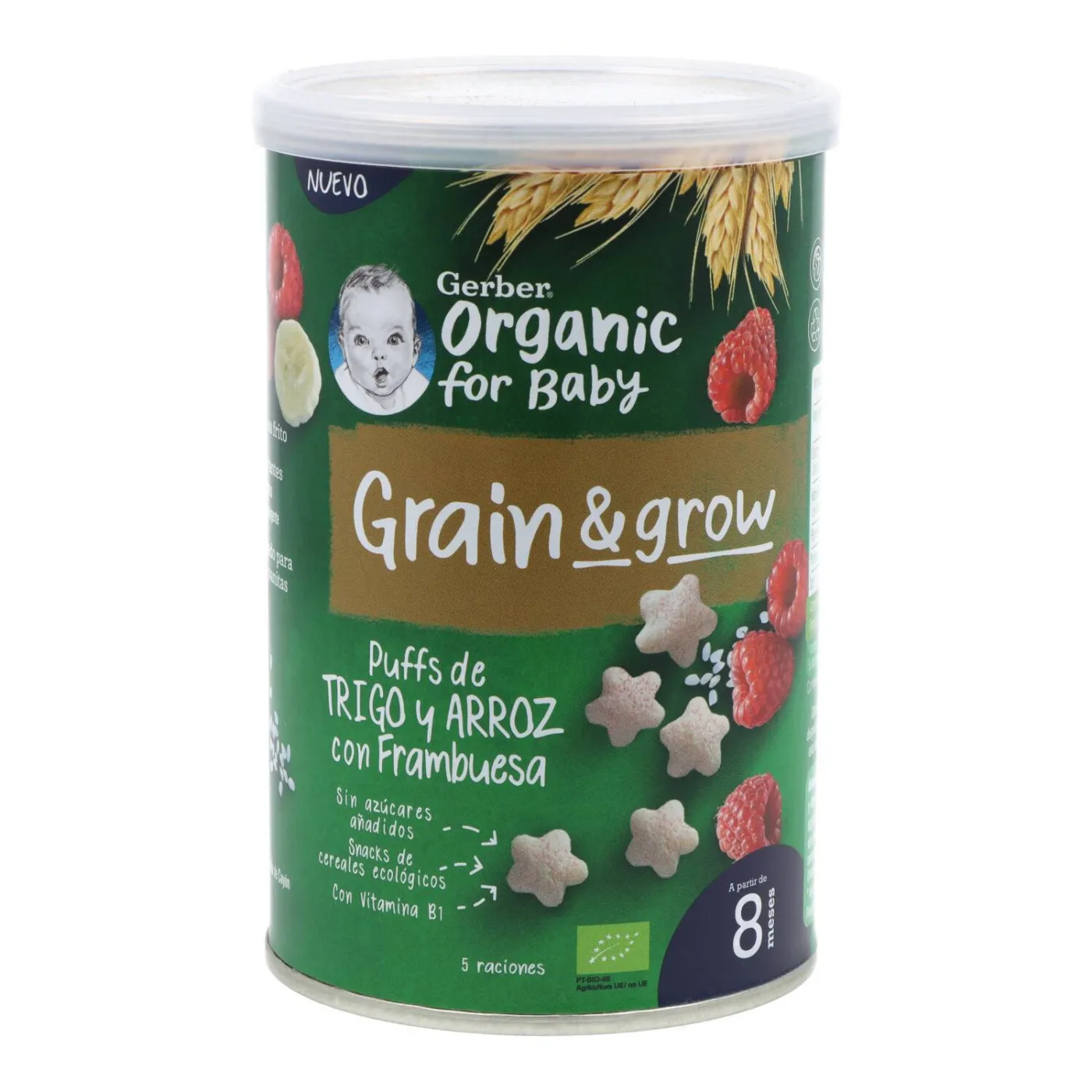 Gerber Snack Organic Trigo Arroz Con Frambuesa 3
