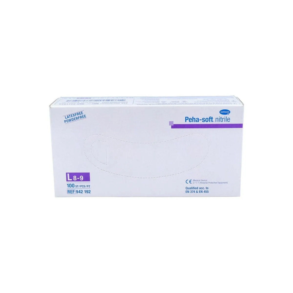 Guantes Peha-Soft Nitrilo Azul S/Polvo T/G 8-9 100 Un