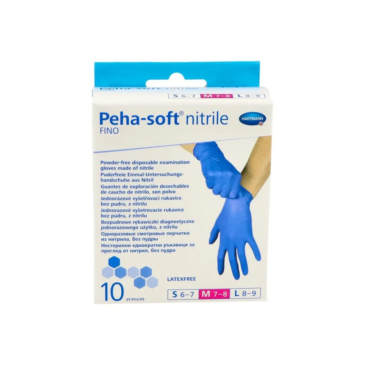 Guantes Peha-Soft Nitrilo Azul T/M 10 Un Fino