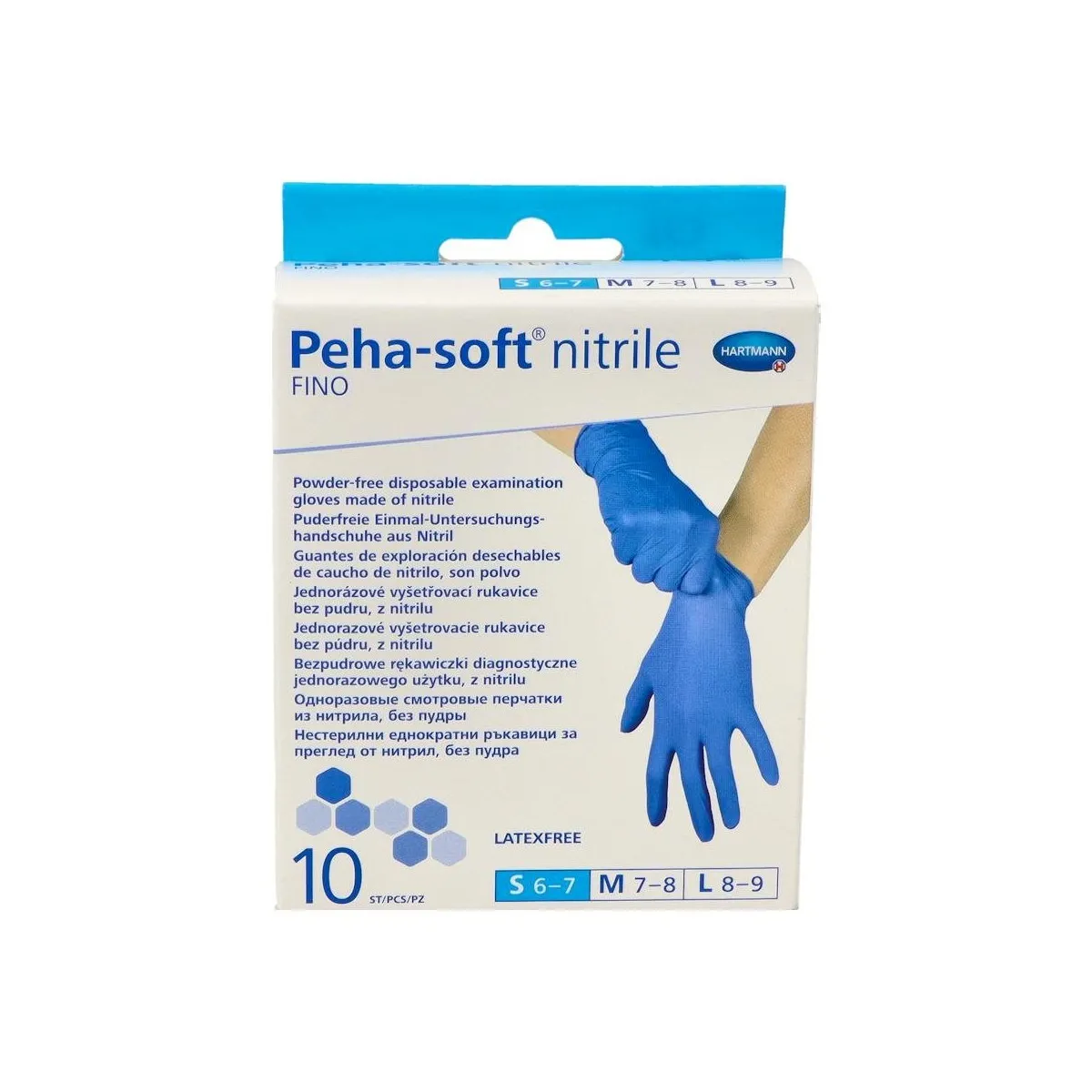 Guantes Peha-Soft Nitrilo Azul T/S 10 Un Fino