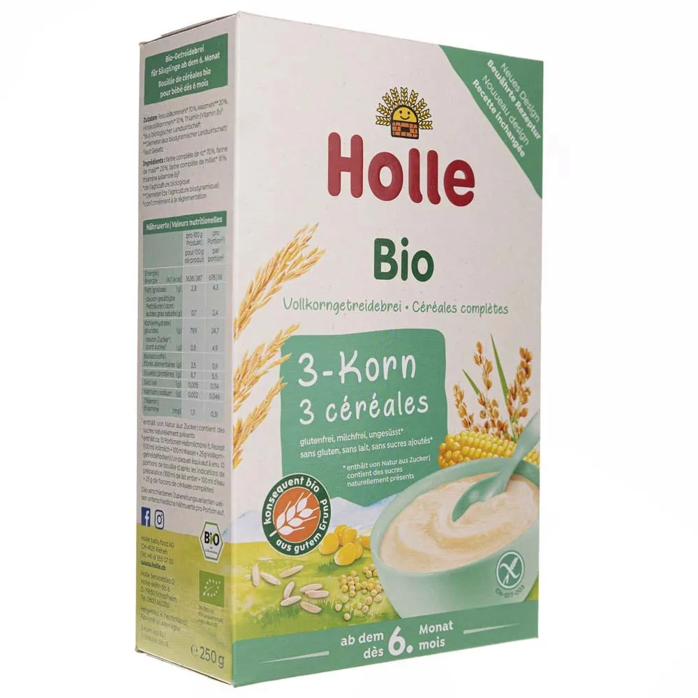 Holle Cereal Integral Ecológico 3-Granos a partir de 6. mes - 250 g