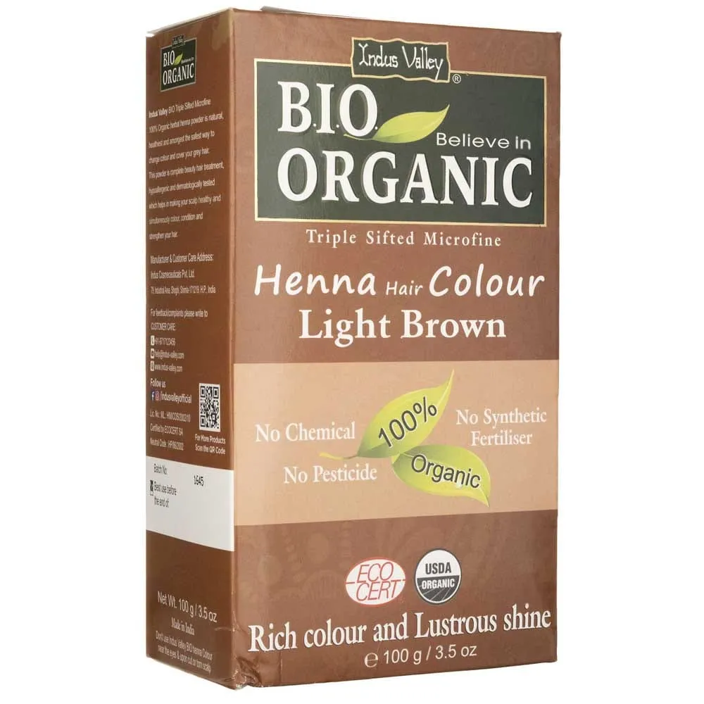Tinte de Henna Valle del Indo Castaño Claro - 100 g