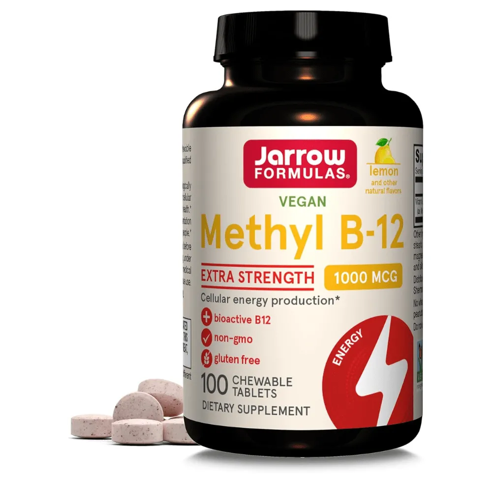 Jarrow Formulas Metil B12 (Metilcobalamina) 1000 mcg, Limón - 100 Tabletas Masticables