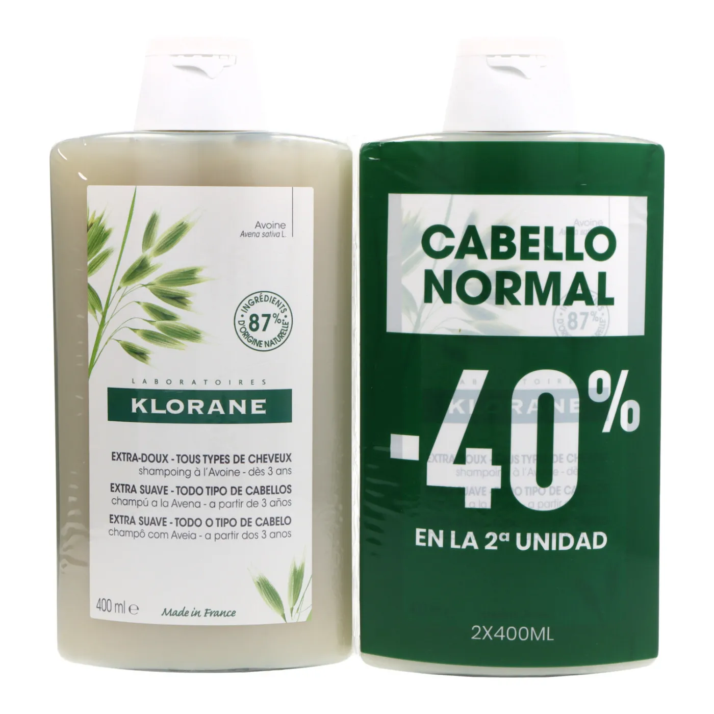 Klorane Champu Avena 2x400 ml Duplo Promo