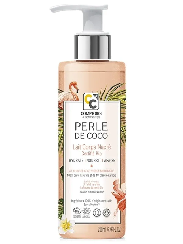 Leche corporal nacarada de perlas de coco orgánica-200ml-Comptoirs et Compagnies