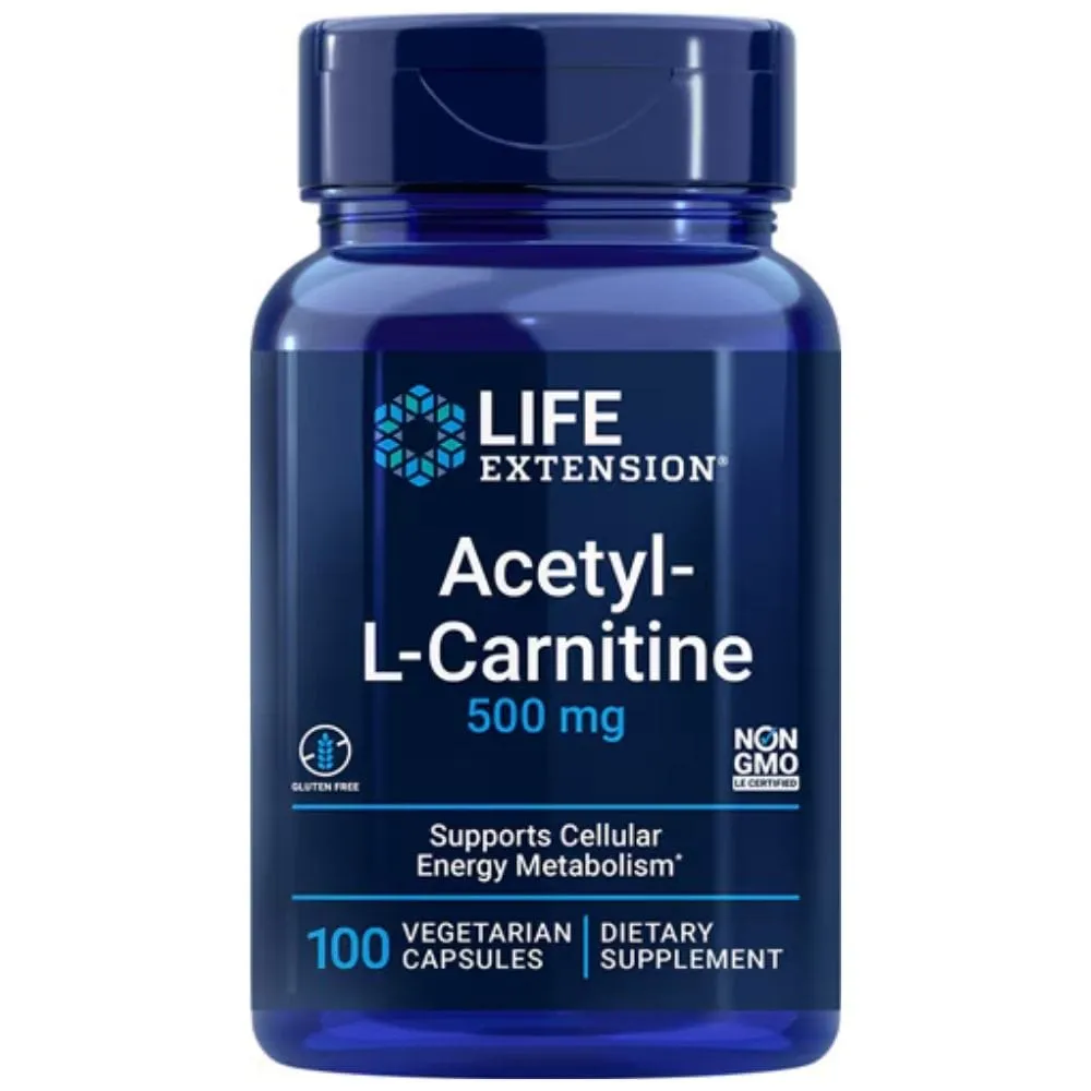 Life Extension Acetil-L-Carnitina 500 mg - 100 Cápsulas