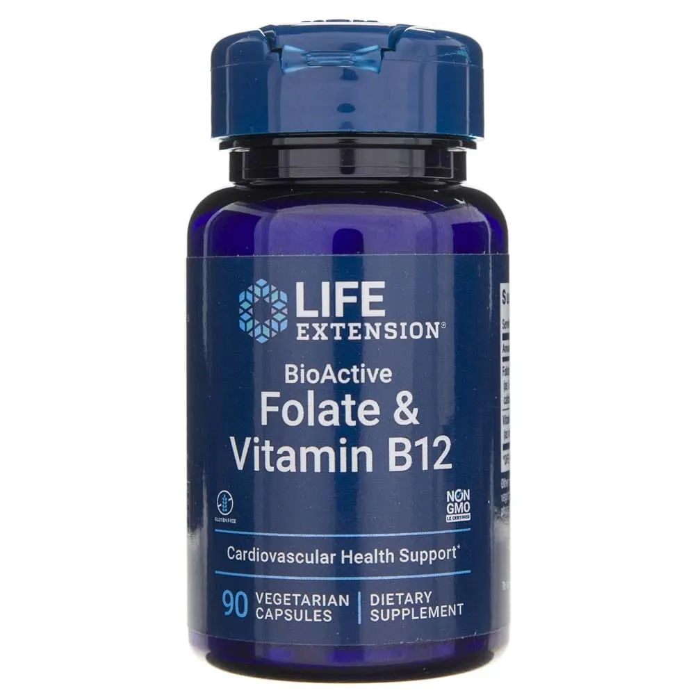 Life Extension Folato bioactivo y vitamina B12 - 90 cápsulas vegetales