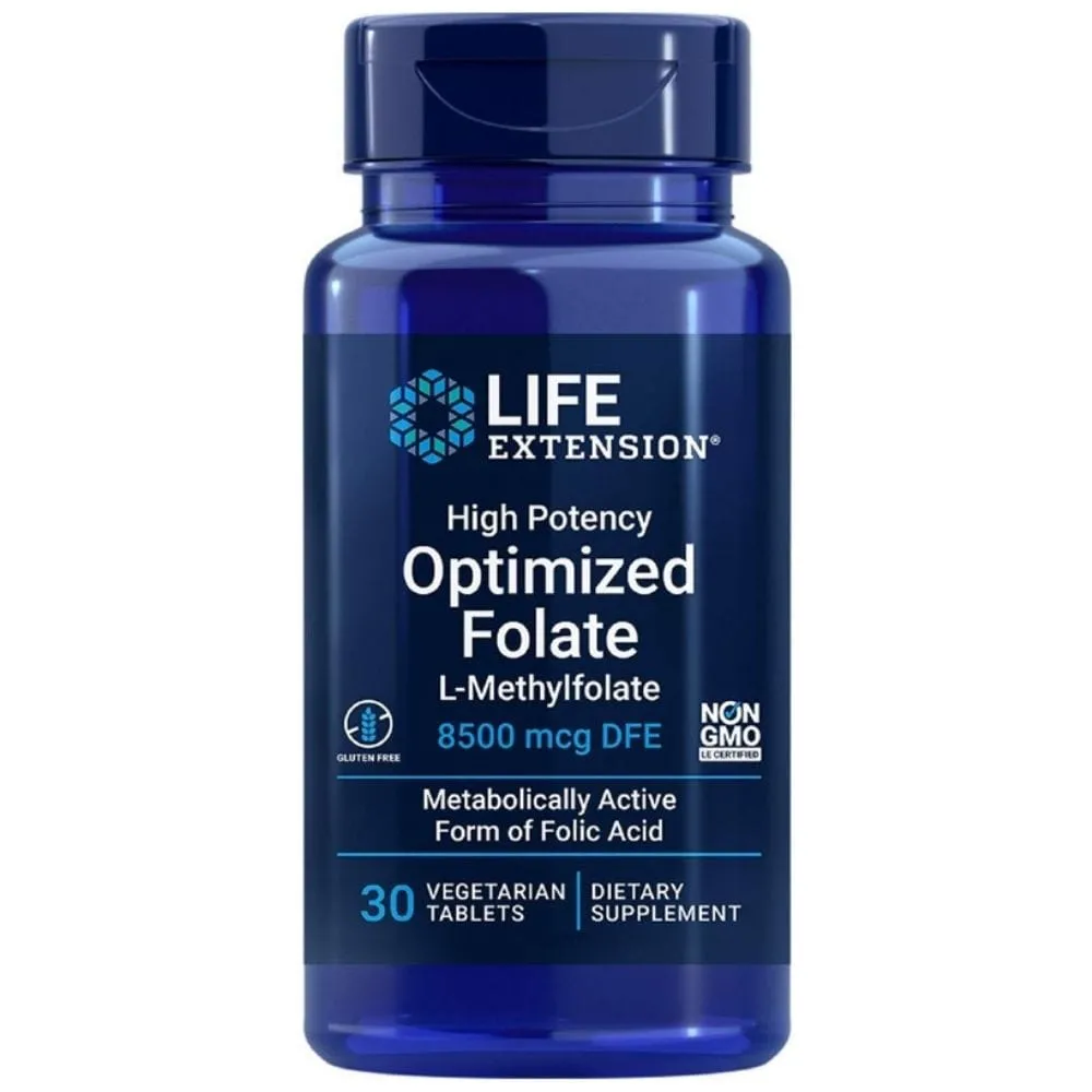 Life Extension Folato Optimizado de Alta Potencia 8500 mcg - 30 Tabletas