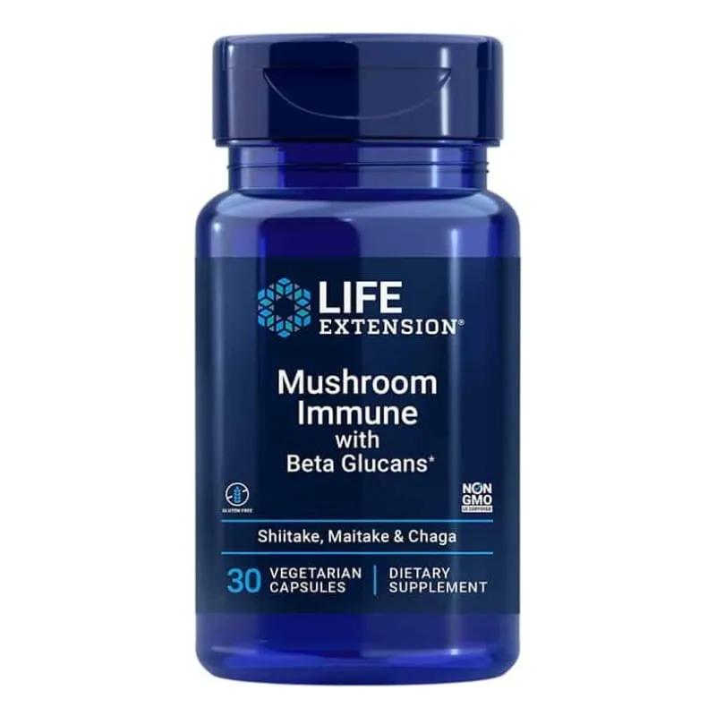Life Extension Mushroom Immune con Beta Glucanos - 30 Cápsulas