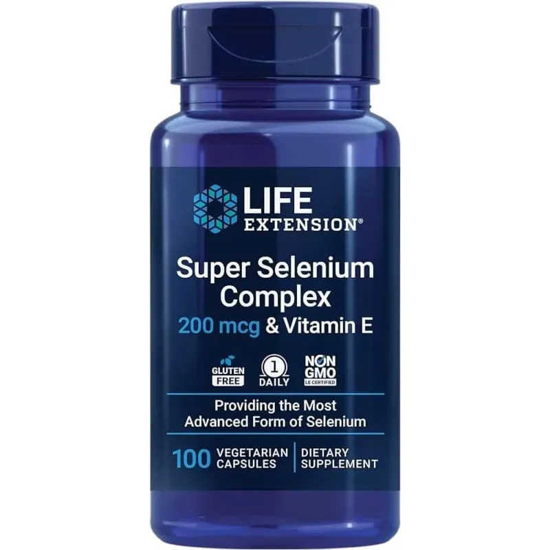Life Extension Super Selenium Complex 200 mcg & Vitamina E - 100 Cápsulas Vegetales