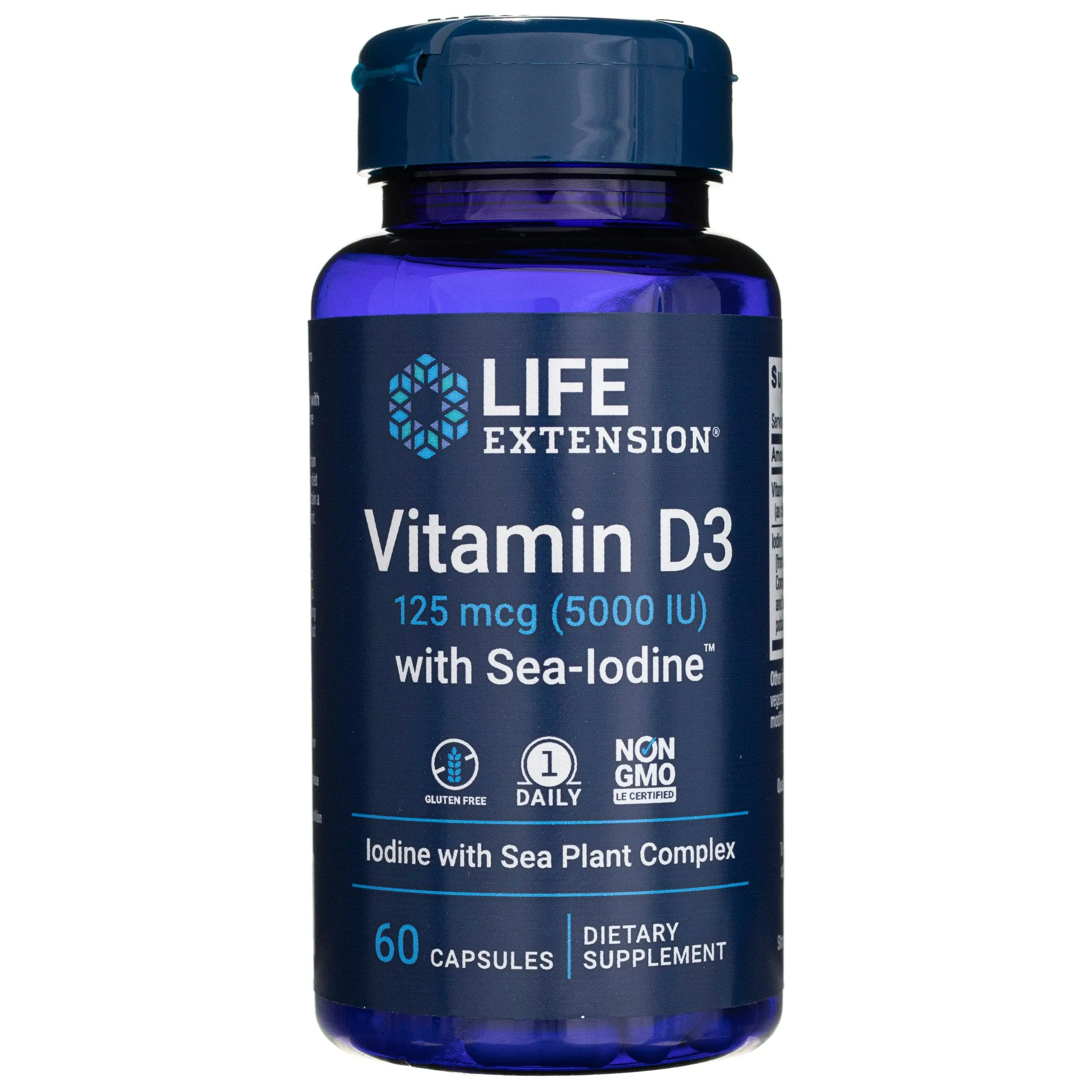 Life Extension Vitamina D3 con Yodo Marino™ 125 mg - 60 Cápsulas