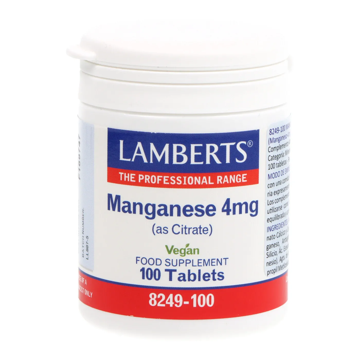 Manganeso 4mg 100tabs 8249 Lamberts