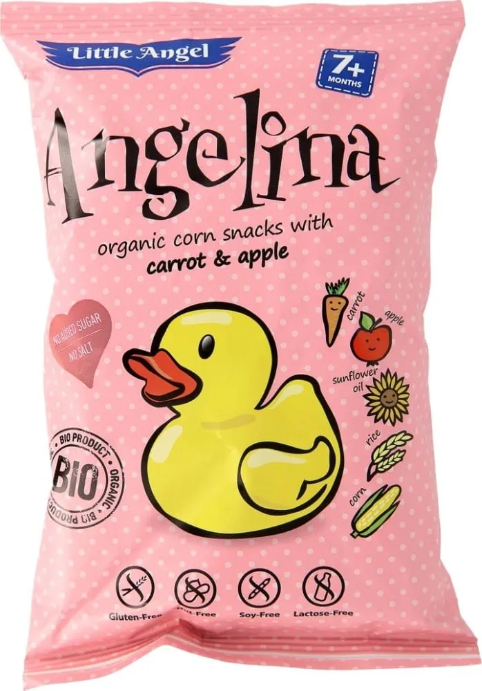 Mc LLOYD Little Angel Angelina Corn Crisps, Zanahoria y manzana - 4x15 g