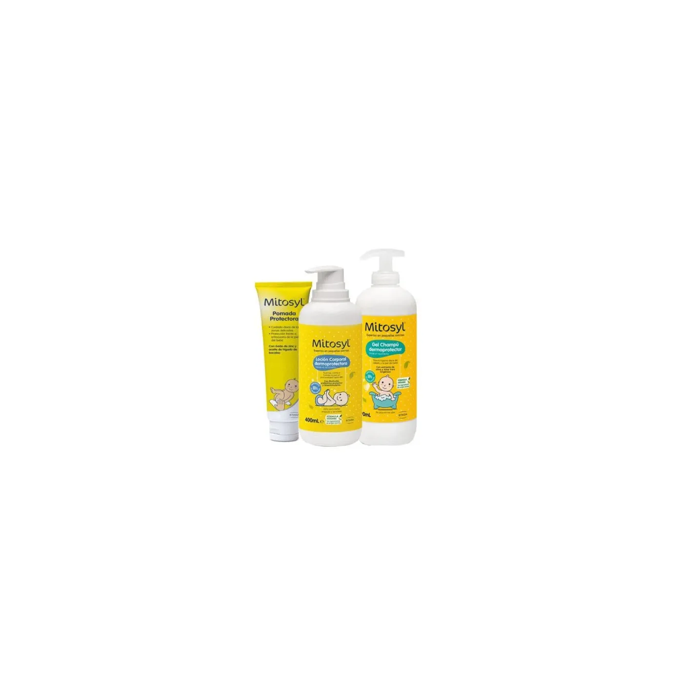 Mitosyl Pack Pomada Protectora 65g + Locion Corporal 400ml+ Gel Champu 490ml Promo