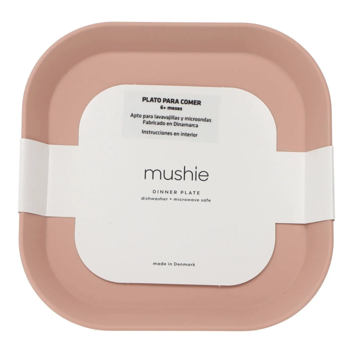 Mushie Plato Cuadrado Infantil 6m Blush 2 Uds Re