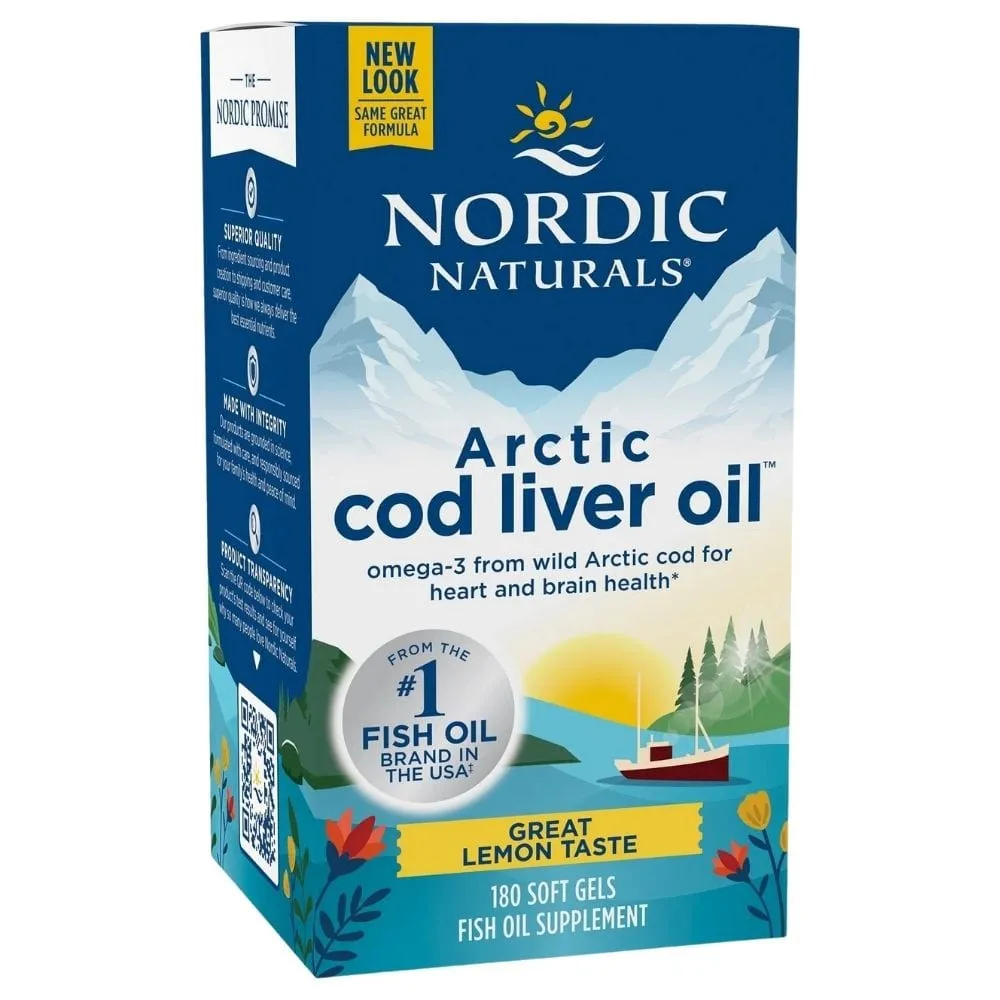 Nordic Naturals Aceite de Hígado de Bacalao Ártico, Limón - 180 Cápsulas blandas