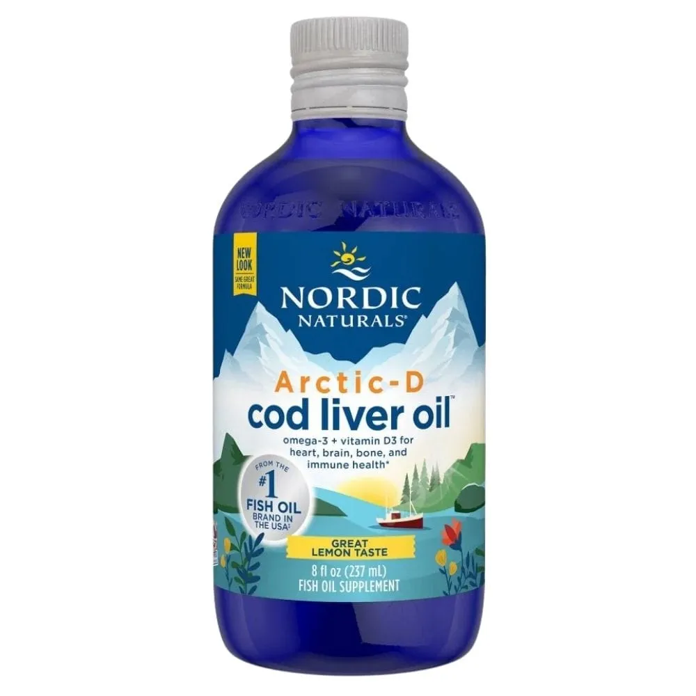 Nordic Naturals Arctic-D Aceite de Hígado de Bacalao, sabor limón - 237 ml