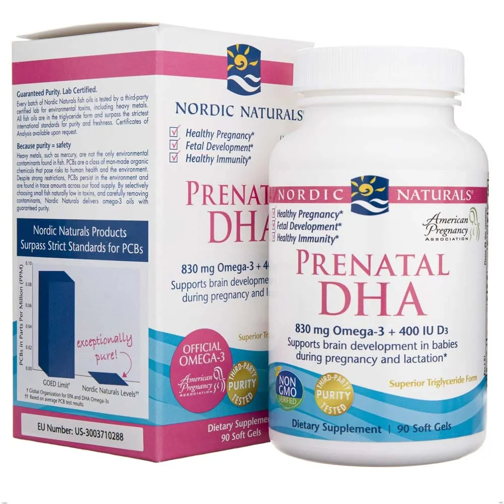 Nordic Naturals DHA Prenatal, Sin sabor 830 mg - 90 Cápsulas blandas