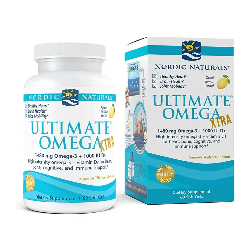 Nordic Naturals Ultimate Omega Xtra + D3, Limón - 60 Cápsulas blandas