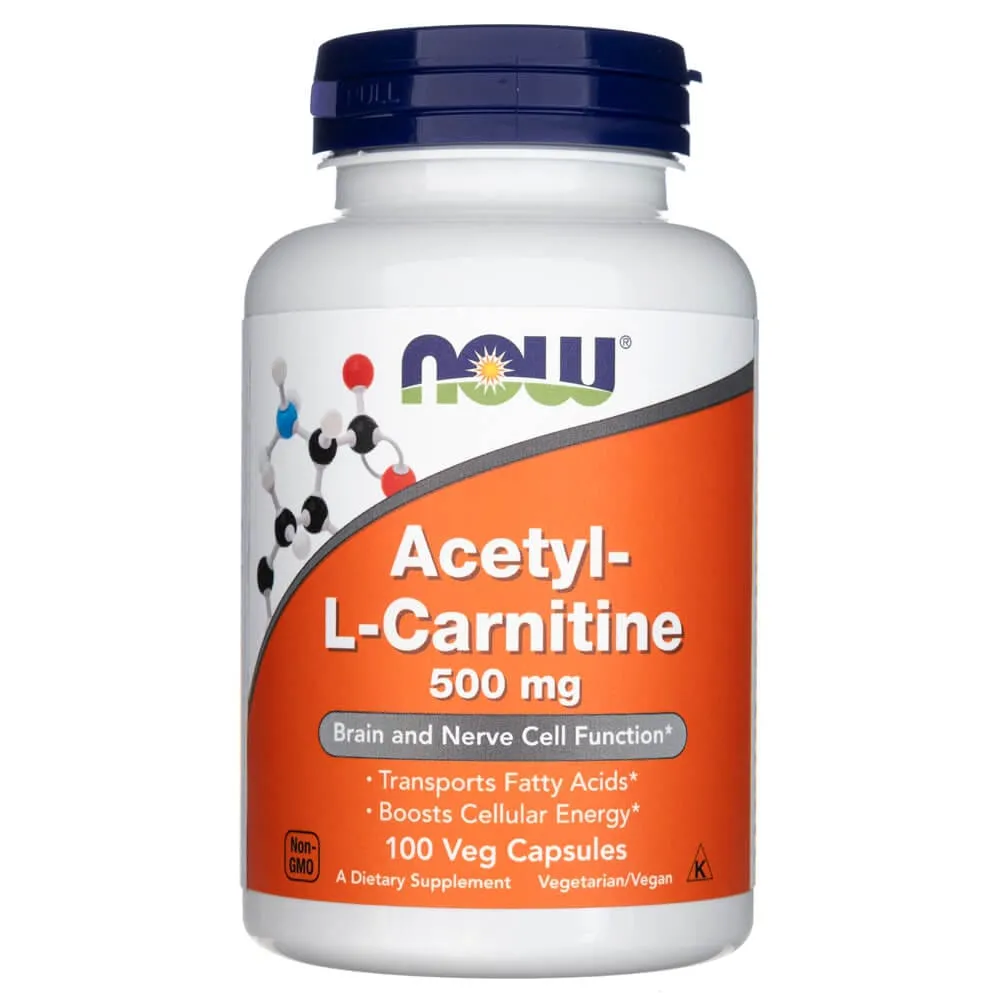 Now Foods Acetil-L-Carnitina 500 mg - 100 Cápsulas Vegetales