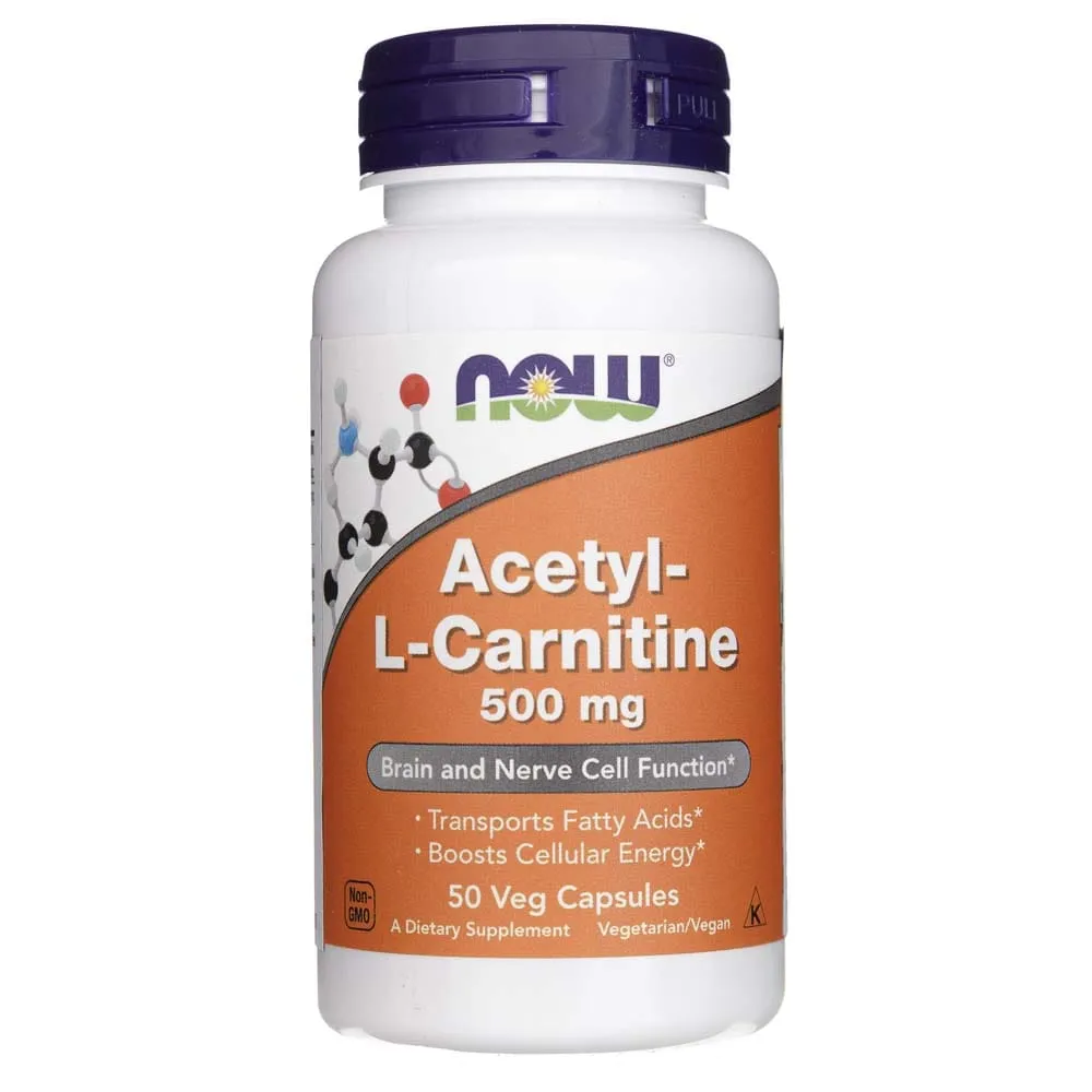 Now Foods Acetil-L-Carnitina 500 mg - 50 cápsulas vegetales