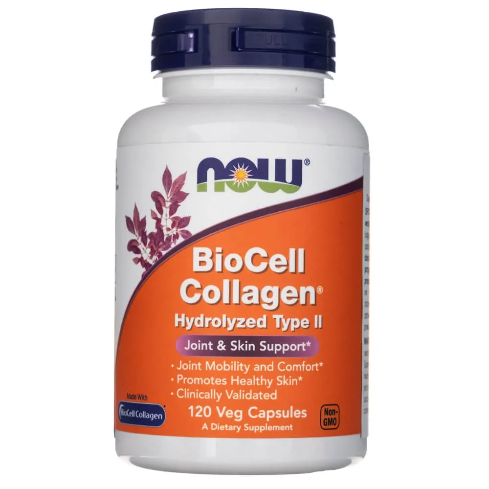 Now Foods Colágeno BioCell ® Hidrolizado Tipo II - 120 Cápsulas Vegetales