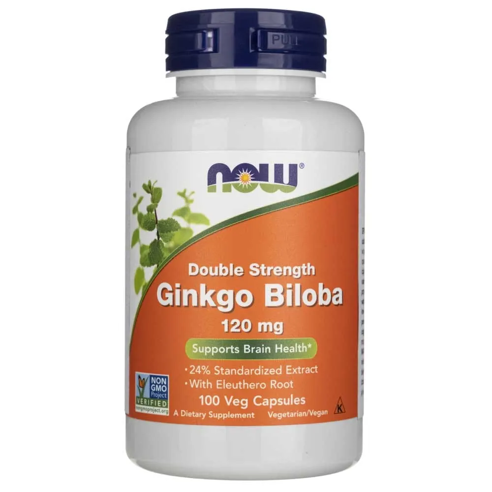 Now Foods Ginkgo Biloba doble potencia 120 mg - 100 cápsulas vegetales