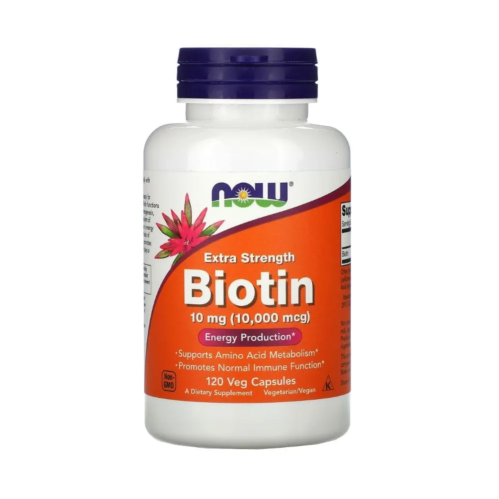 Now Foods Biotina Extra Fuerte 10.000 mcg - 120 Cápsulas Vegetales