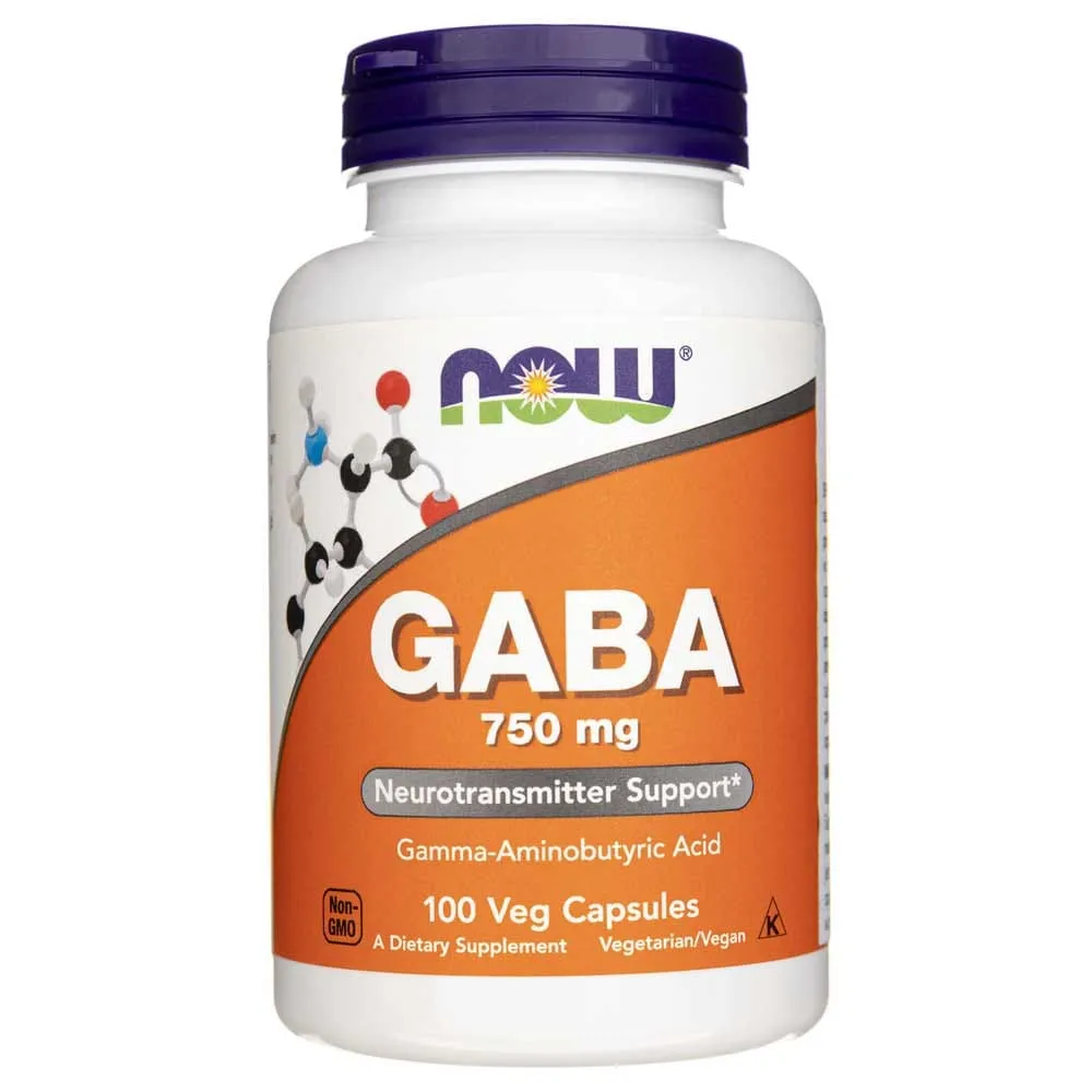 Now Foods GABA 750 mg - 100 Cápsulas Vegetales