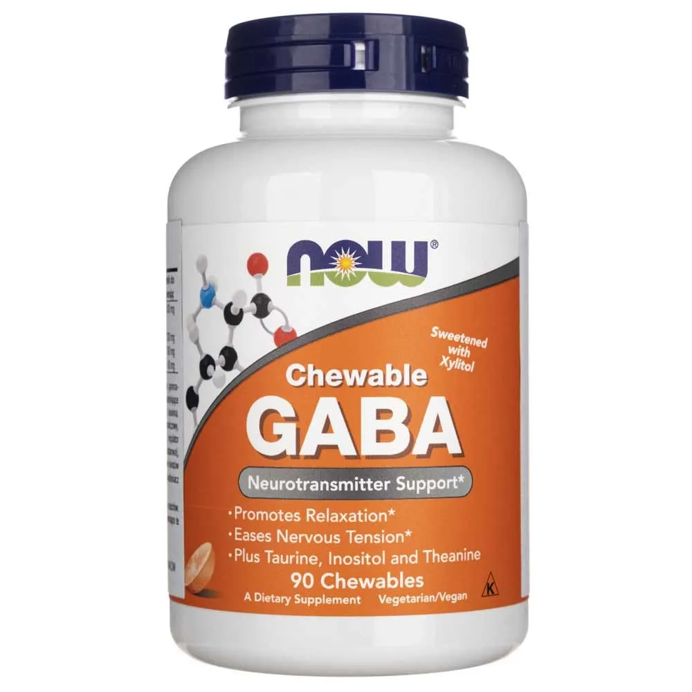 Now Foods GABA Sabor Naranja Masticable - 90 Tabletas
