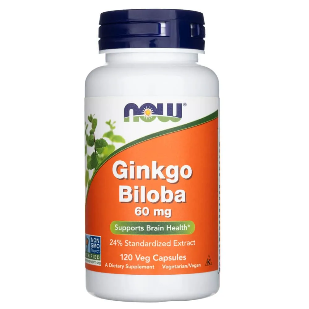Now Foods Ginkgo Biloba 60 mg - 120 Cápsulas Vegetales