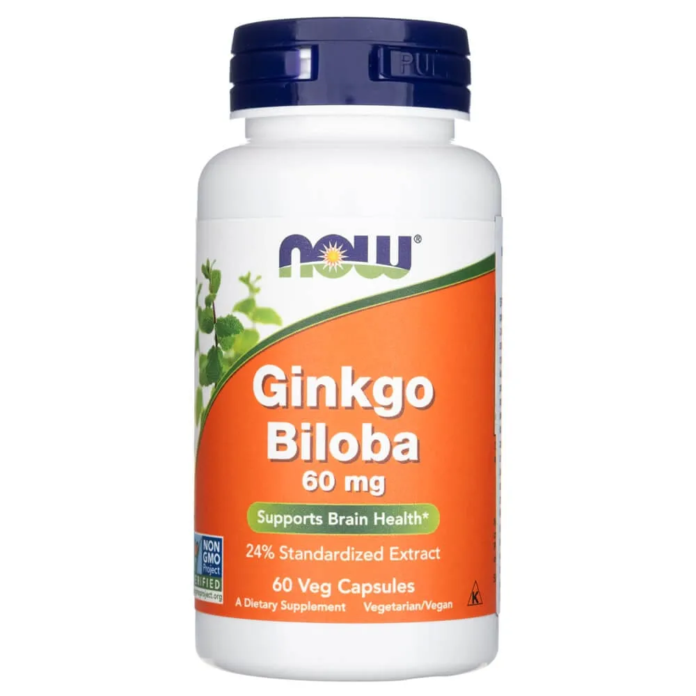 Now Foods Ginkgo Biloba 60 mg - 60 Cápsulas Vegetales