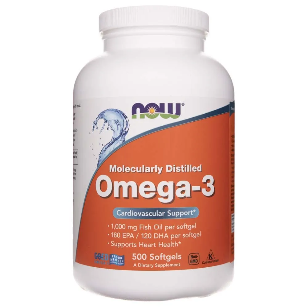Now Foods Omega-3, 180 EPA / 120 DHA - 500 Cápsulas blandas