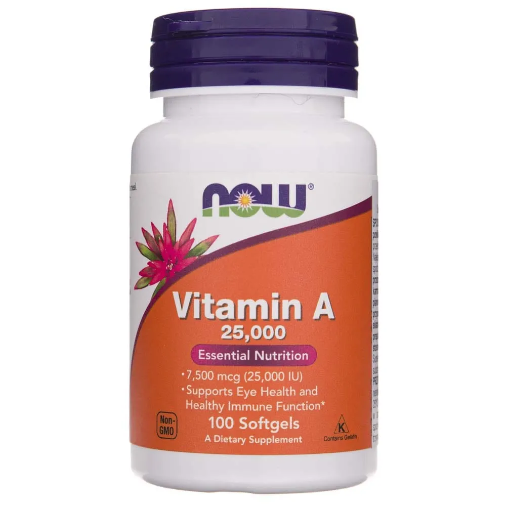Now Foods Vitamina A 7500 mcg (25000 UI) - 100 Cápsulas blandas